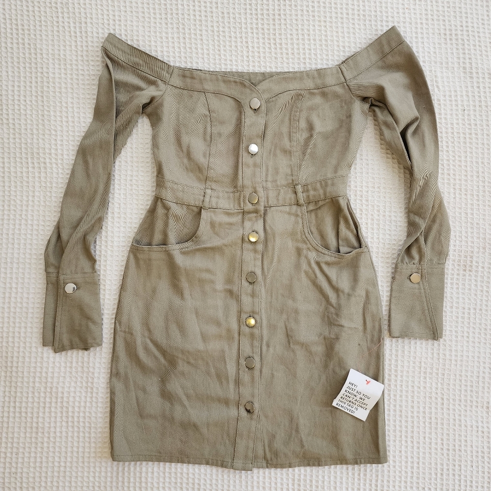 ASOS Army Green Button Down Dress